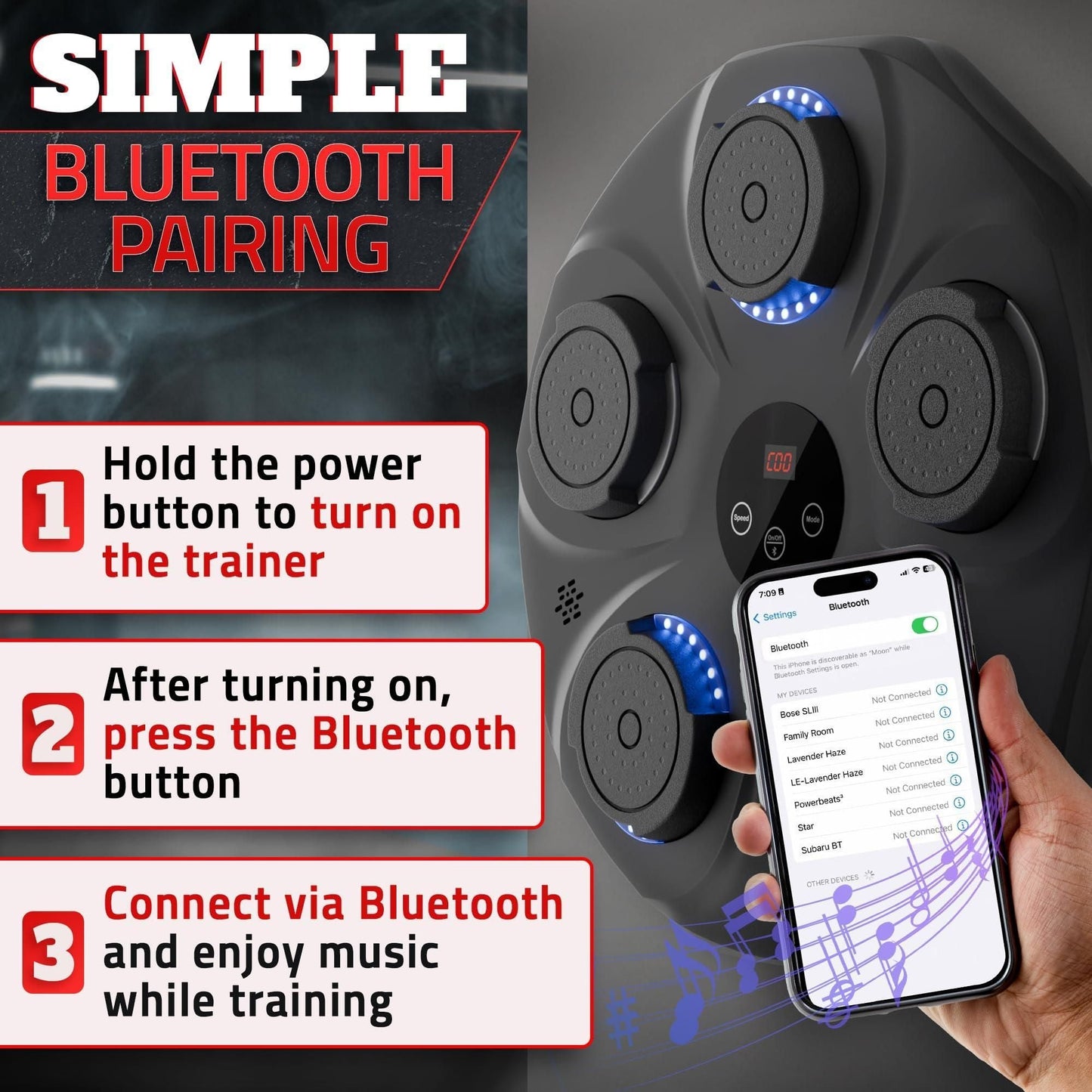 Music Boxing Machine for Adults Durable Wall Mounted Bluetooth Music